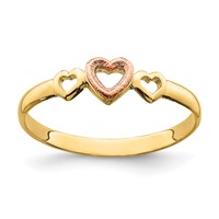 14K Rose and Yellow Gold Hearts Ring view 1