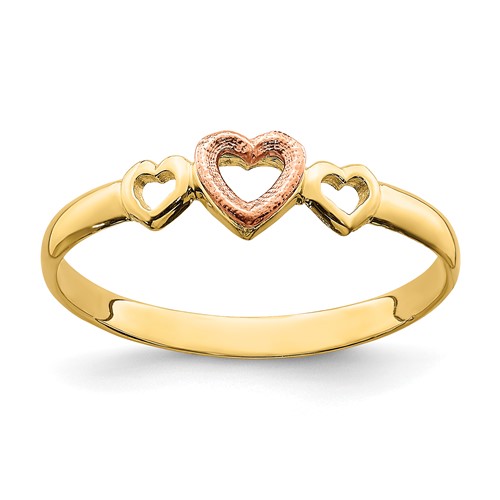 14K Rose and Yellow Gold Hearts Ring