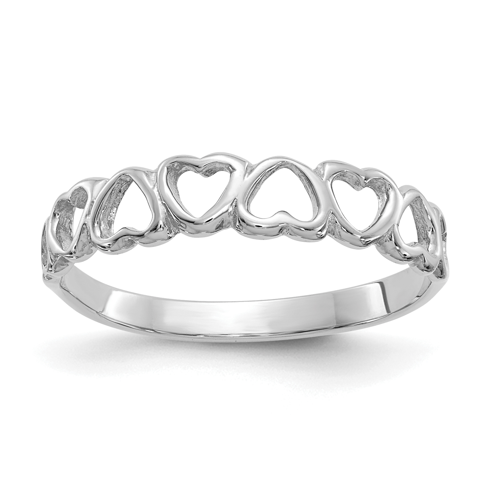 14K White Gold Polished Hearts Ring (K3900W)