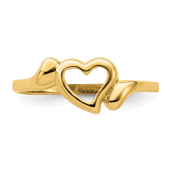 14k Open Heart with Swirl Ring