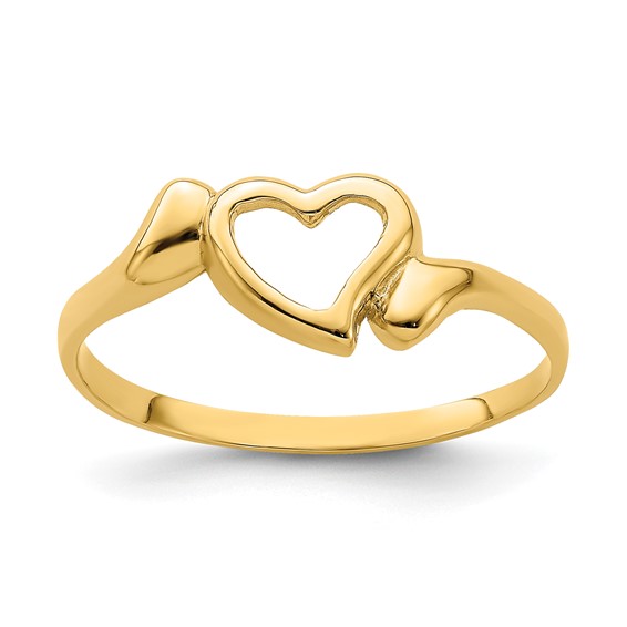 14k Open Heart with Swirl Ring