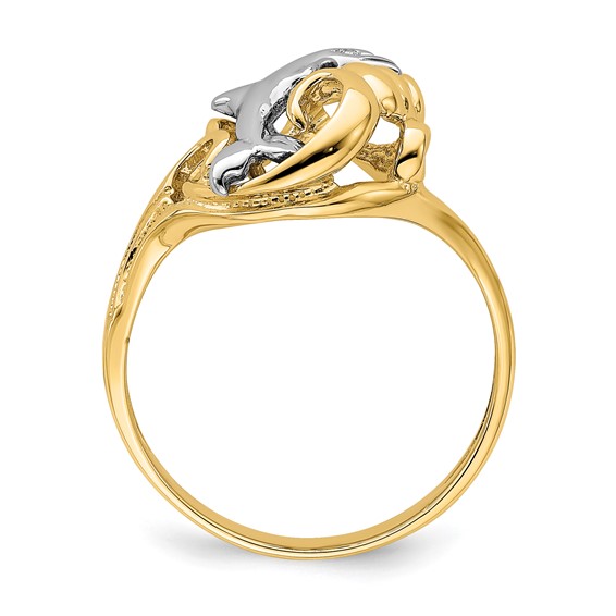 14k Two-tone Dolphin Wave Ring
