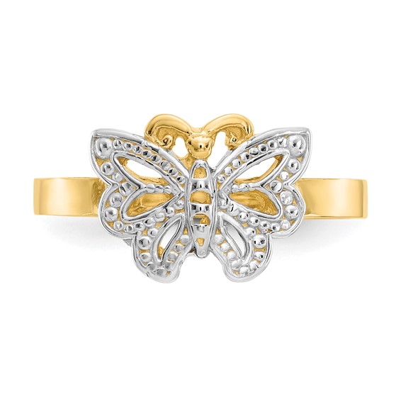 14k and White Rhodium Butterfly Ring