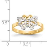 14K and White Rhodium Butterfly Ring view 3