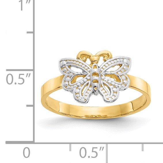 14k and White Rhodium Butterfly Ring