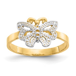 14k and White Rhodium Butterfly Ring
