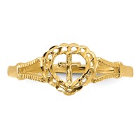 14K Yellow Gold Diamond-Cut Cross in Heart Ring view 4