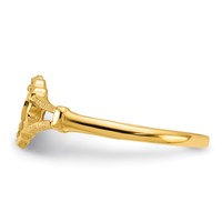 14K Yellow Gold Diamond-Cut Cross in Heart Ring view 5