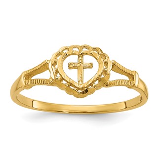 Gold Polished Children's Cross Rings
