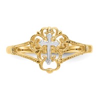 14K Two-tone Diamond Cut Cross Ring view 5