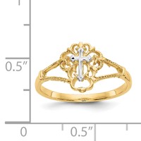 14K Two-tone Diamond Cut Cross Ring view 3