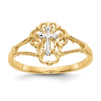 14K Two-tone Diamond Cut Cross Ring view 1