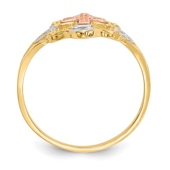 14K Two-tone with White Rhodium Cross Ring
