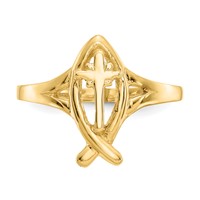 14K Yellow Gold Ichthus Ring with Cross view 5