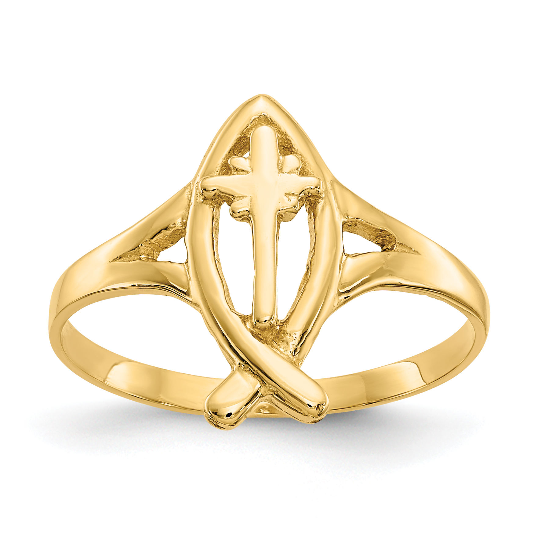 14k Ichthus w/Cross Ring (K3947)