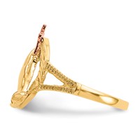 14K Two-tone Diamond Cut Praying Hands with Cross Ring view 4