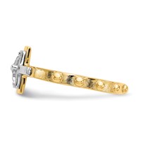 14K Two-tone Crucifix Rosary Ring view 4