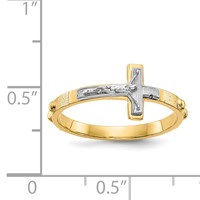 14K Two-tone Crucifix Rosary Ring view 3