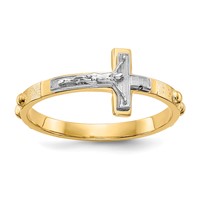 14K Two-tone Crucifix Rosary Ring view 1