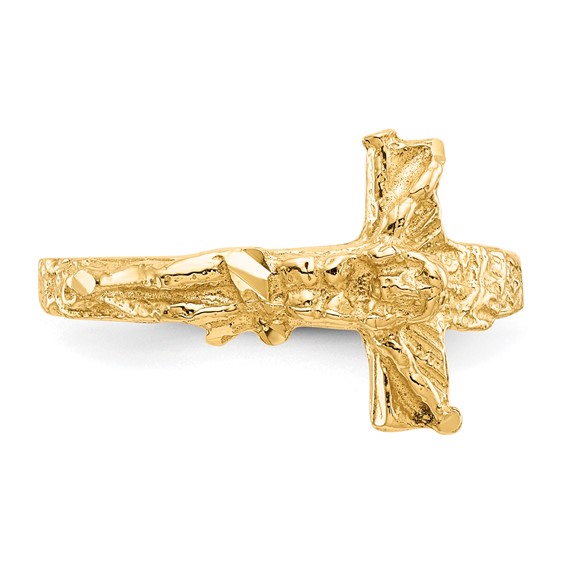 14K Diamond-cut Crucifix Ring