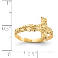 14K Yellow Gold Diamond-cut Crucifix Ring view 3
