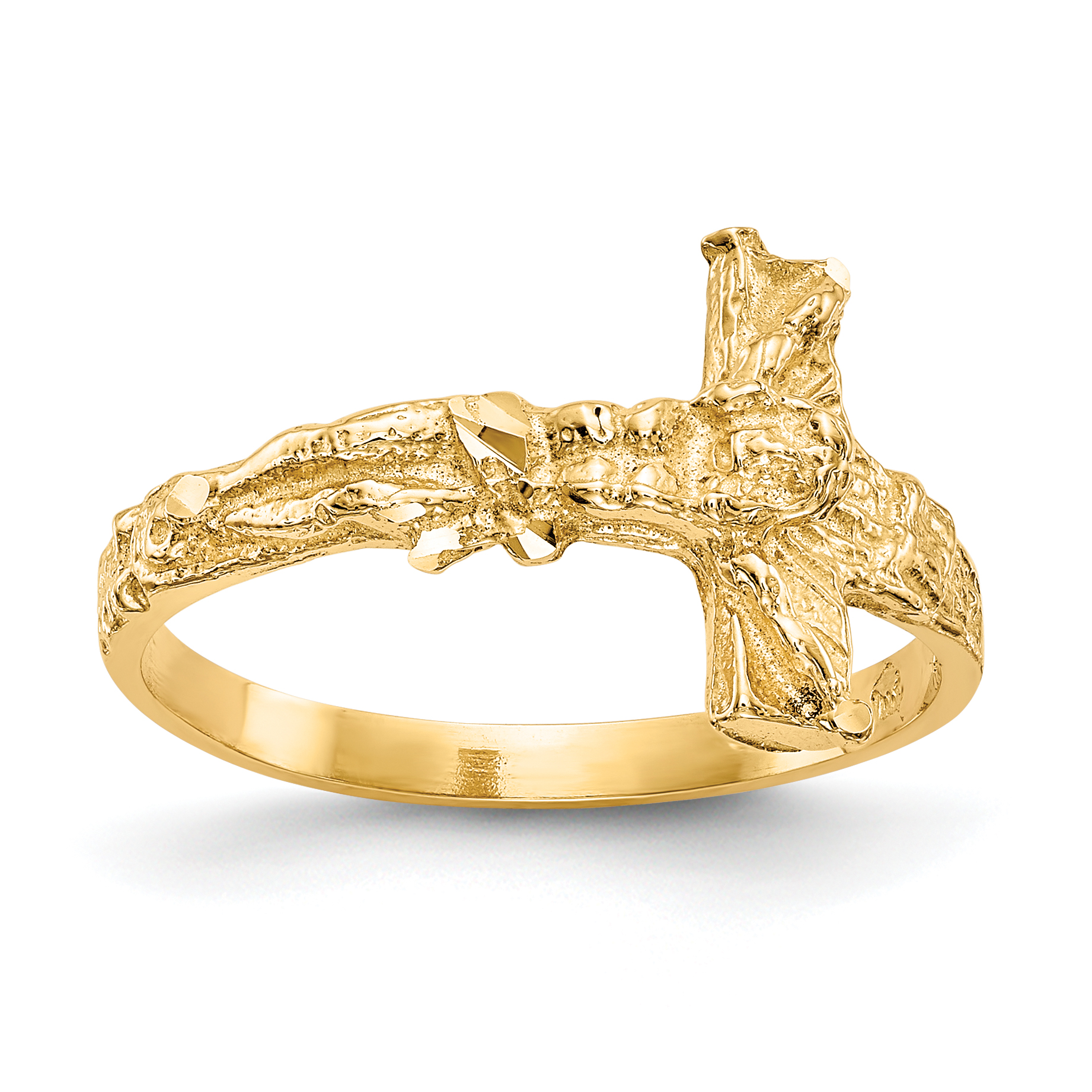 14K Diamond-cut Crucifix Ring (K3968)