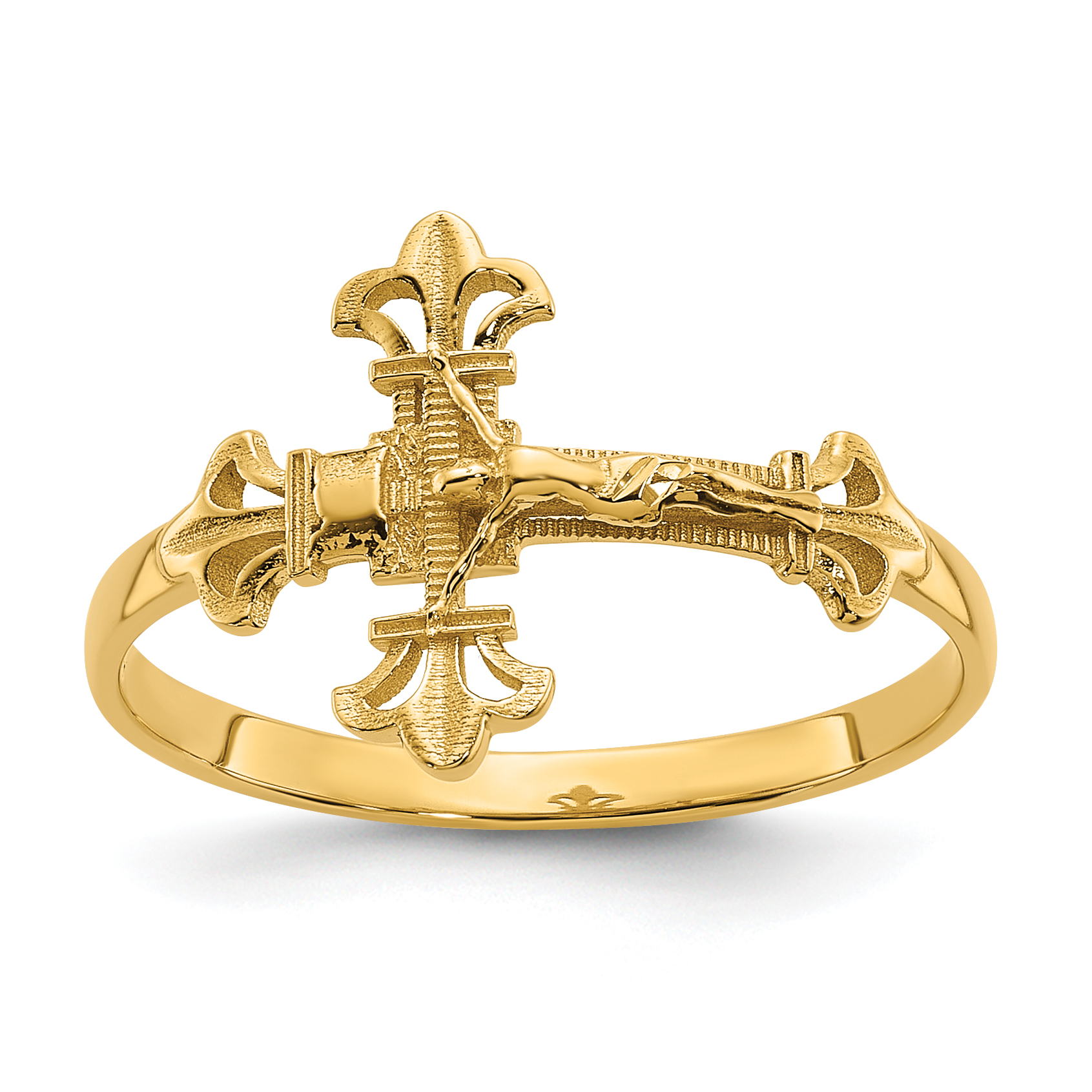 14K Diamond Cut Crucifix Ring (K3969)