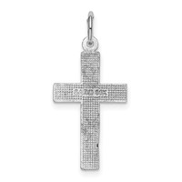 14K White Gold Diamond-cut Cross Pendant view 3