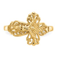 14K Yellow Gold Diamond-cut Crucifix Ring view 5