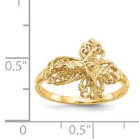 14K Yellow Gold Diamond-cut Crucifix Ring view 3