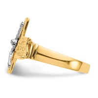 14K Two-tone Mens Polished Crucifix Ring view 4
