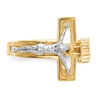 14K Two-tone Mens Polished Crucifix Ring view 5