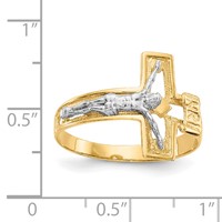 14K Two-tone Mens Polished Crucifix Ring view 3