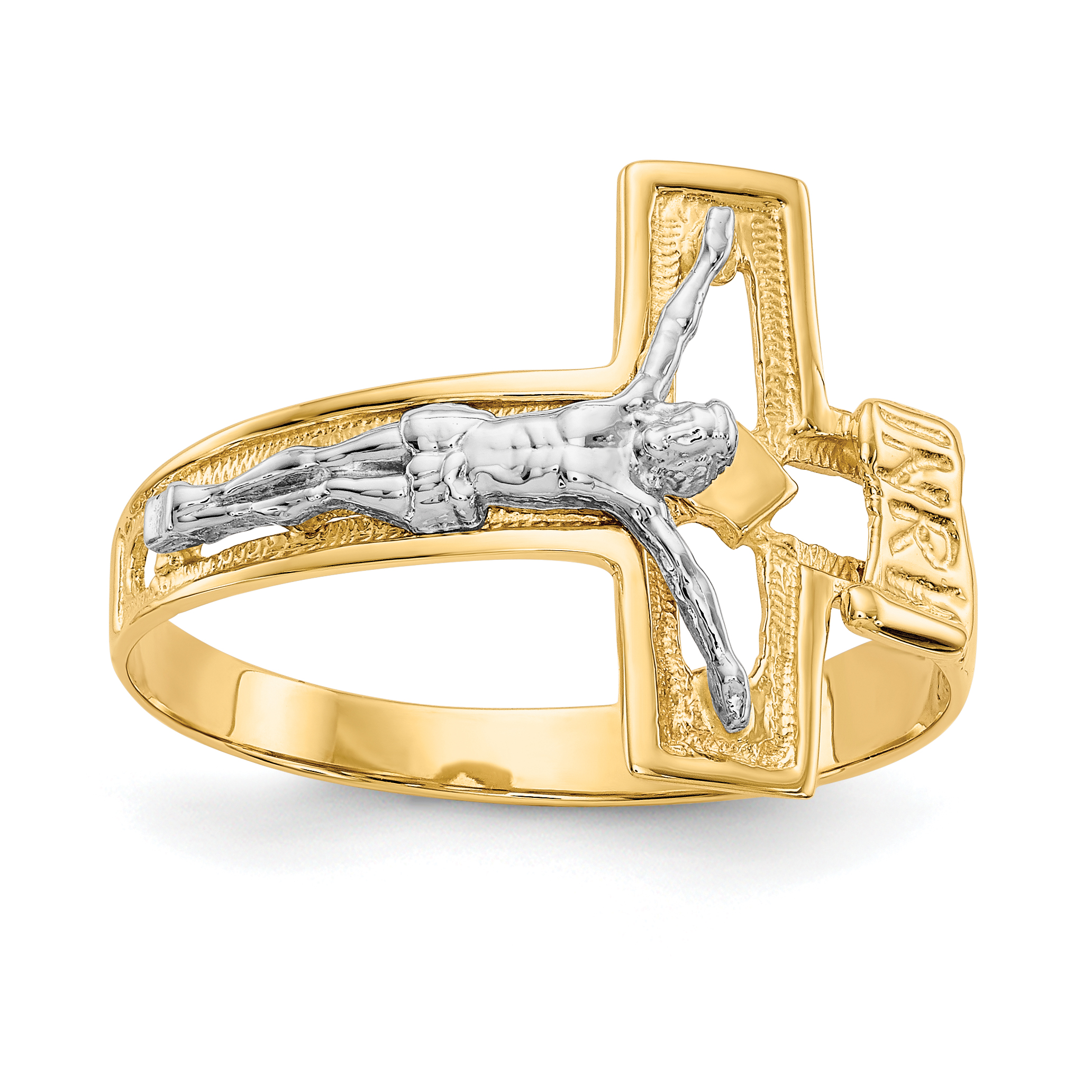 14K Two-tone Crucifix Men's Ring (K3971)