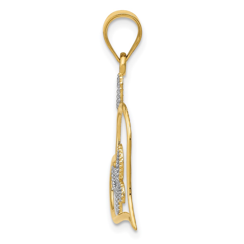 14k and White Rhodium Butterfly in Heart Pendant (K3979)