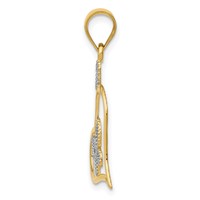 14K and White Rhodium Butterfly in Heart Pendant view 2