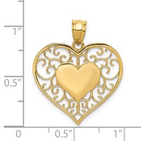 14K Polished Filigree Border Heart Pendant view 4