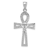 14K White Gold Ankh Cross Pendant view 4