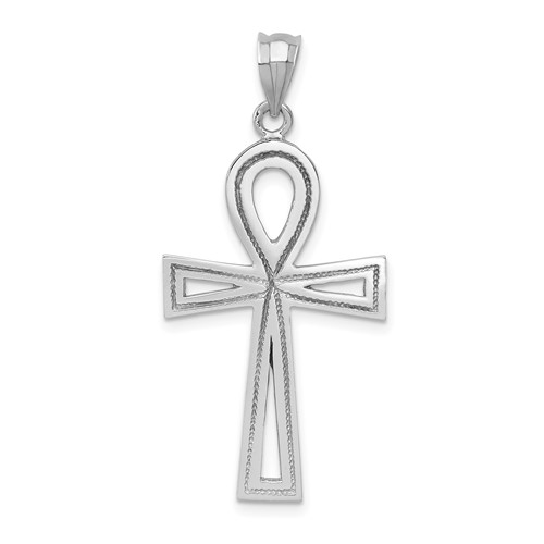 14K White Gold Ankh Cross Pendant