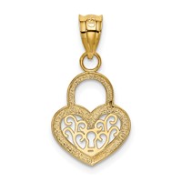 14K Yellow Gold Polished Filigree Heart Lock Charm view 3