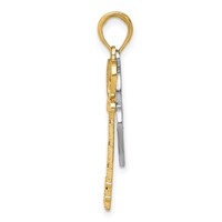 14K and White Rhodium Moveable Filigree Heart Key and Lock Charm view 2