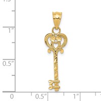 14K Yellow Gold Diamond-cut Key Pendant view 3