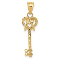 14K Yellow Gold Diamond-cut Key Pendant view 1