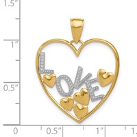14K and White Rhodium Love and Floating Hearts Pendant view 4