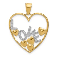 14K and White Rhodium Love and Floating Hearts Pendant view 1