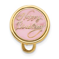 14K Yellow Gold 3-D Aqua Blue Enameled Happy Birthday Cake Pendant view 4