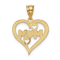 14K and White Rhodium Diamond-cut Mom Heart Pendant view 3