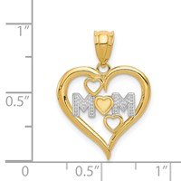 14K and White Rhodium Diamond-cut Mom Heart Pendant view 4