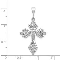 14K White Gold Fleur De Lis Cross Pendant view 3