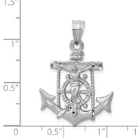 14K White Gold Satin Diamond-cut Mariners Crucifix Pendant view 3
